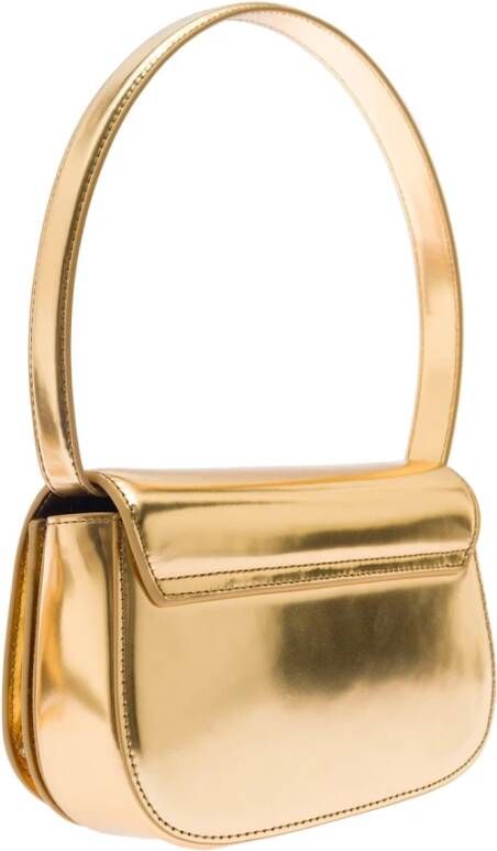 Diesel 1DR Iconic shoulder bag in mirrored leather Yellow Dames