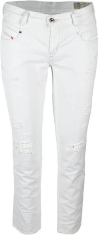 Diesel Witte Katoenen Heren Jeans met Rits en Knoop White Heren