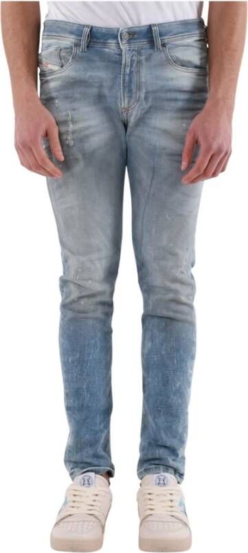 Diesel Slim-Fit Distressed 5-Pocket Jeans voor Heren Blauw Heren