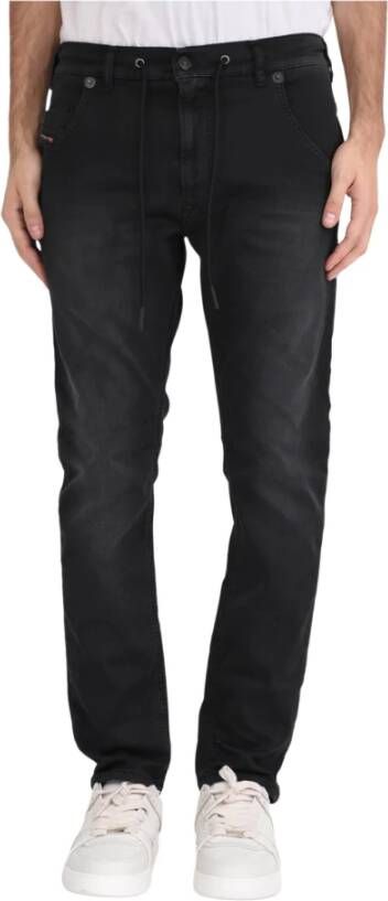 Diesel Laaghangende jeans met geborduurd logo Black Heren