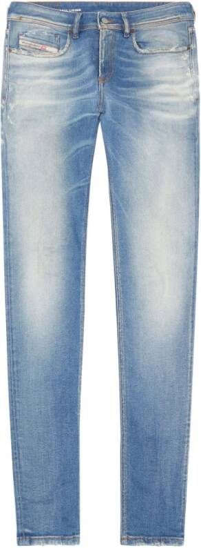 Diesel Slim Fit Lage Taille Distressed Jeans Blauw Heren