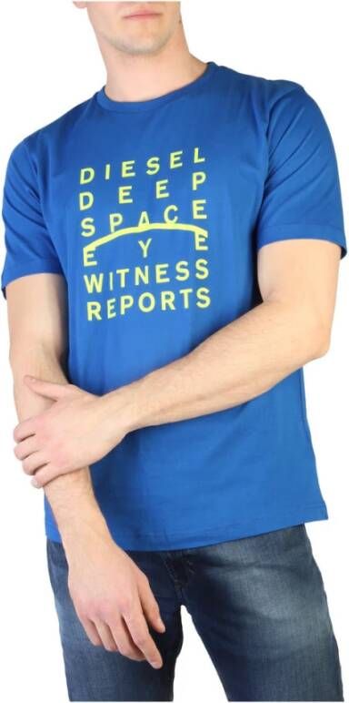 Diesel Blauw Crew Neck T-shirt met Distinctive Print Blue Heren - Foto 2