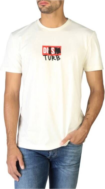 Diesel Stijlvol Slim-Fit T-Shirt met Logo Applicaties Wit Heren