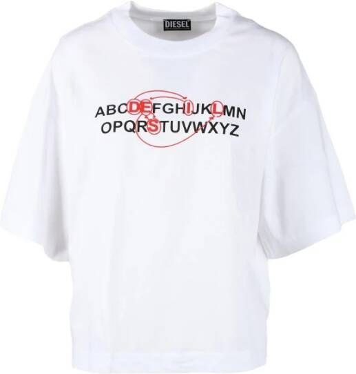Diesel Stijlvolle Katoenen T-Shirt voor Vrouwen White Dames