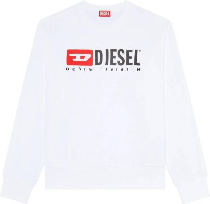 Diesel Vernietigd Logo Sweatshirt White Black Heren