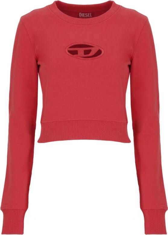 Diesel Cropped sweatshirt with cut-out logo Red Dames