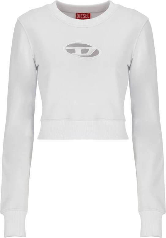 Diesel Cropped sweatshirt with cut-out logo White Dames