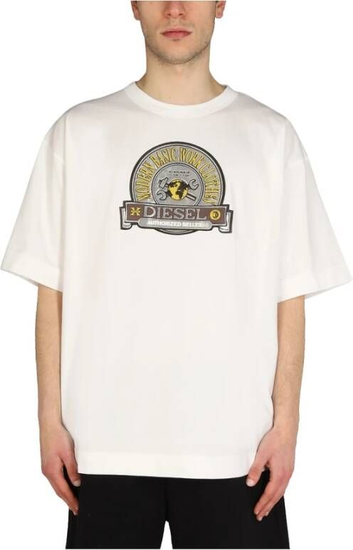 Diesel T-shirt met logo-patch White Heren
