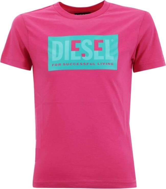 Diesel T-shirt stopa logo emoji Roze Dames