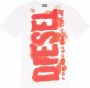 Diesel Klassiek Wit Tee Shirt met Vet Verticaal Opschrift Wit Heren - Thumbnail 1