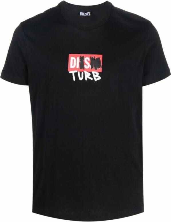 Diesel Heren T-Shirt Korte Mouwen Ronde Hals Black Heren - Foto 3