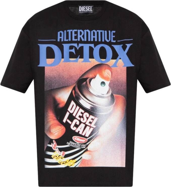 Diesel Oversized Grafisch T-shirt voor Heren Zwart Black Heren