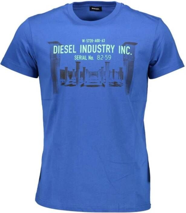 Diesel Blauw T-shirt met korte mouwen en logo Blauw Heren