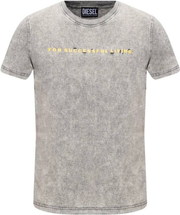 Diesel Grafische Print Heren T-shirt Katoen Gray Heren