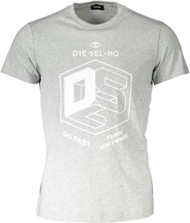 Diesel Stijlvol Grijs Kortemouw Ronde Hals T-shirt Gray Heren