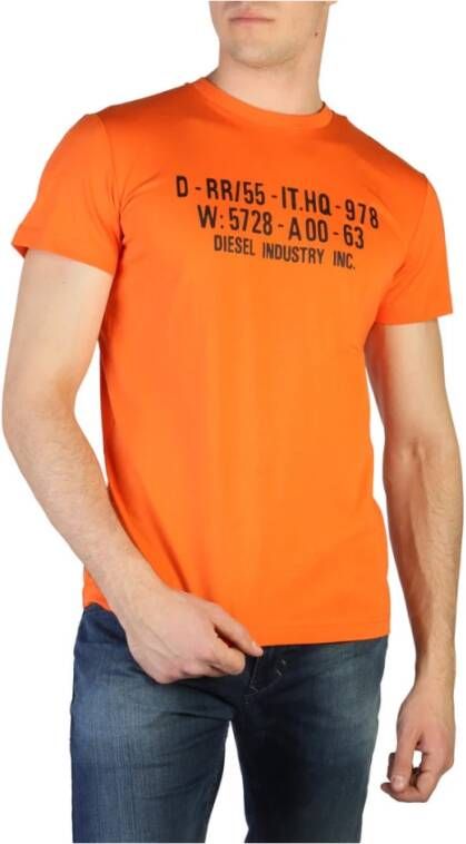 Diesel Heren T-shirt met korte mouwen en ronde hals Orange Heren