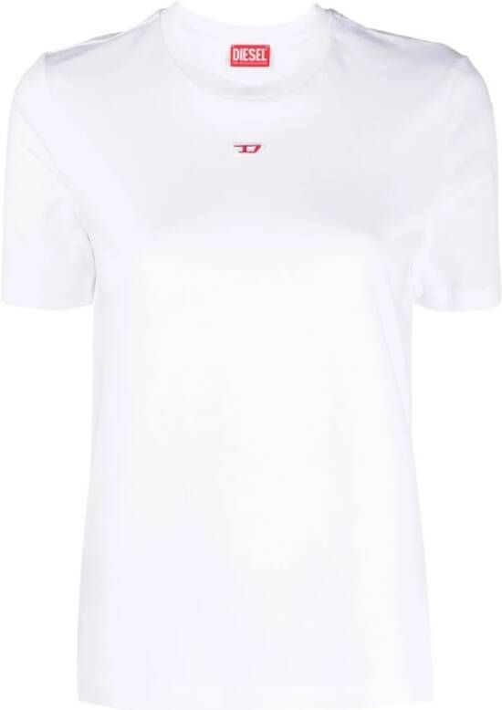 Diesel Geborduurd Logo Wit T-shirt White Heren