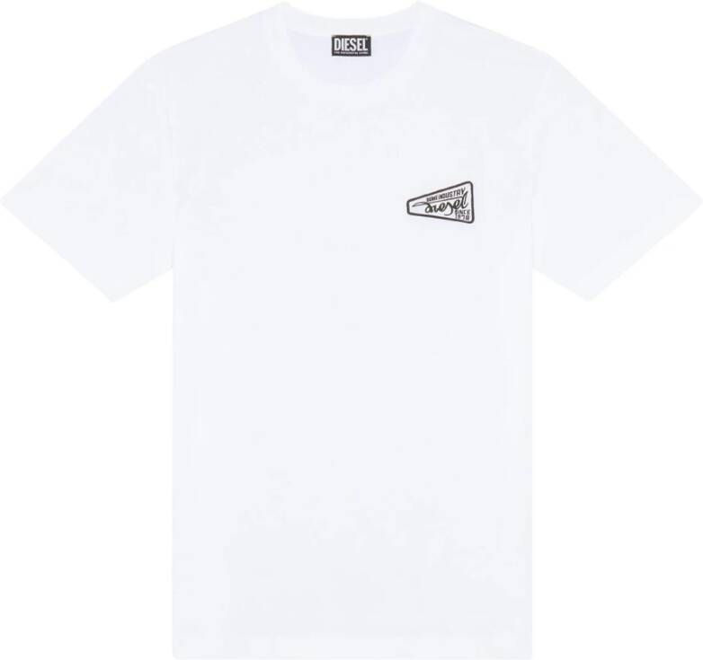 Diesel Heren Logo T-Shirt Stijlvol en Comfortabel White Heren