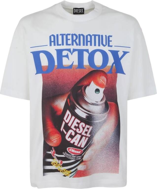 Diesel Oversized Heren T-shirt met Alternative Detox en Pure Energy Prints White Heren