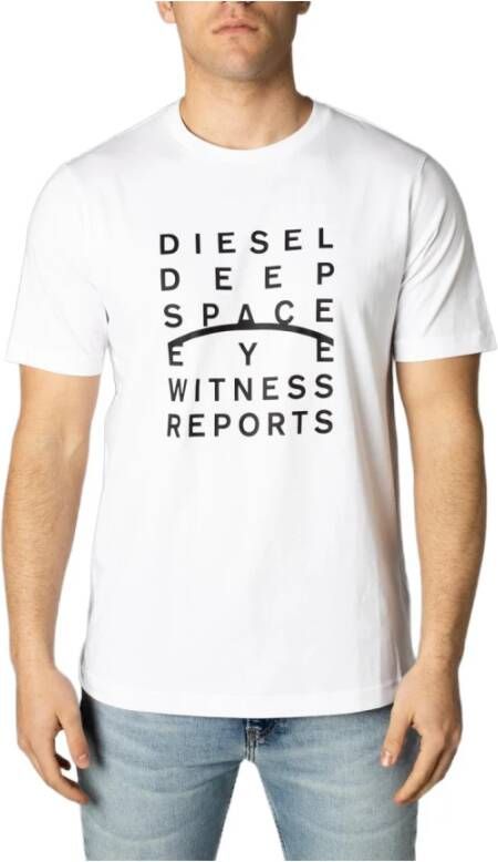 Diesel Witte korte mouw T-shirt voor heren Wit Heren