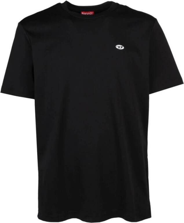 Diesel Organisch katoenen Unisex T-shirt met logo Black Heren