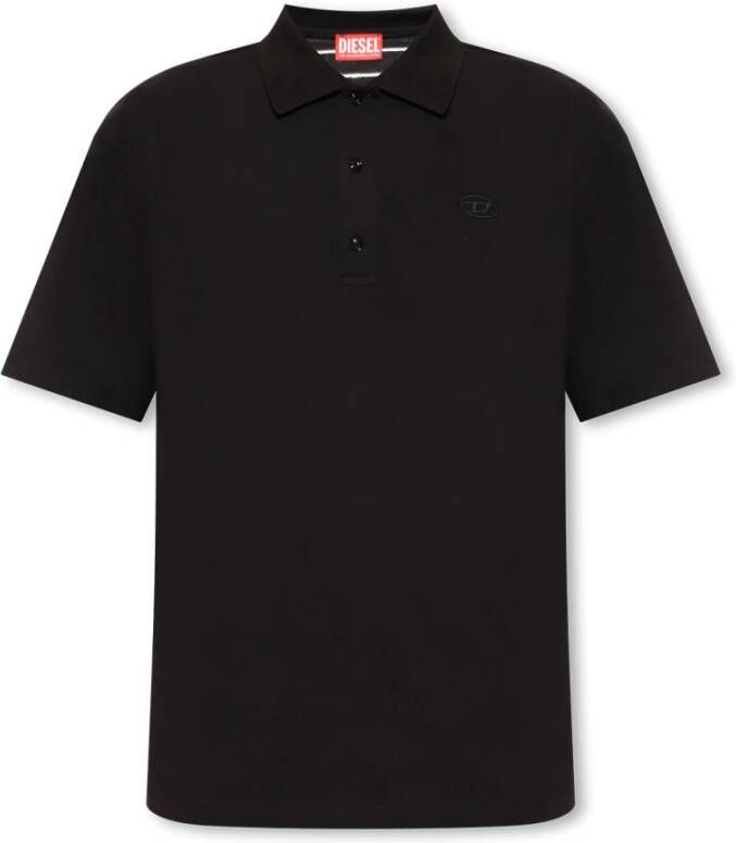 Diesel Polo shirt with maxi oval D embroidery Black Heren