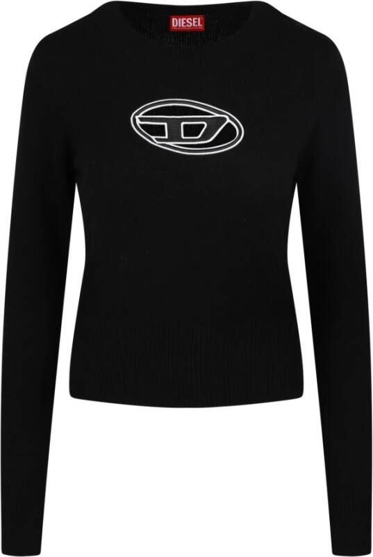 Diesel Trui met geborduurd logo en uitsnijdingen Zwart Dames
