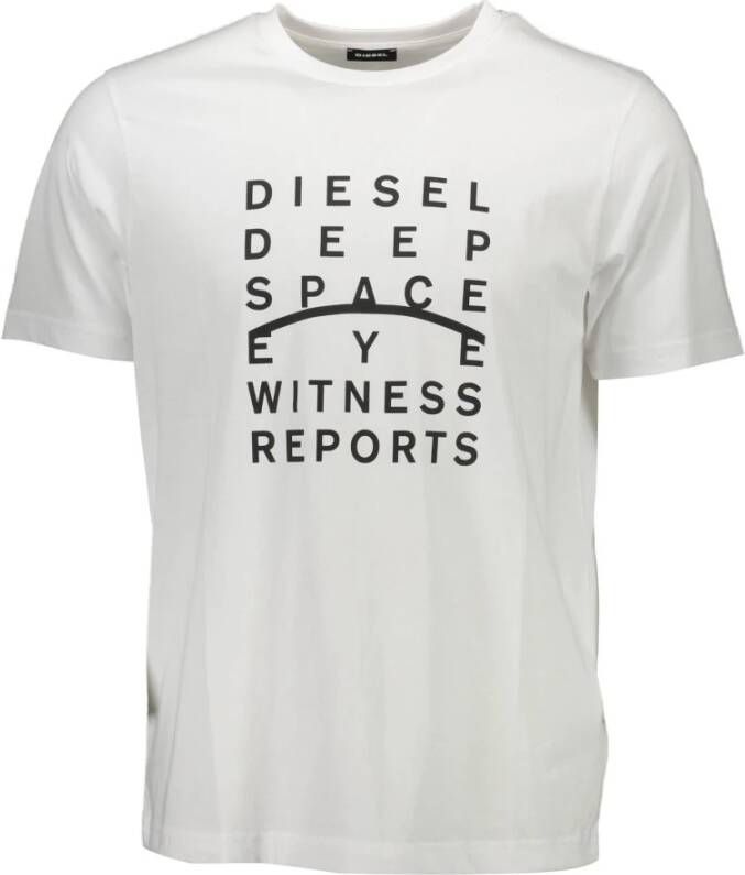 Diesel Wit Logo T-shirt met Ronde Hals White Heren
