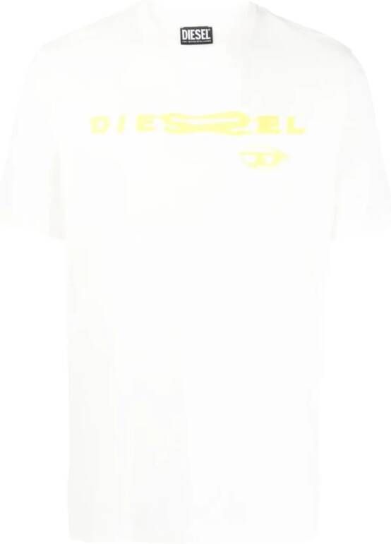 Diesel Witte Bedrukte Katoenen T-shirts en Polos Wit Heren