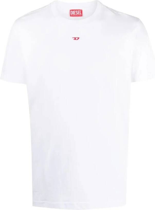 Diesel Witte Katoenen Logo T-shirt Wit Heren
