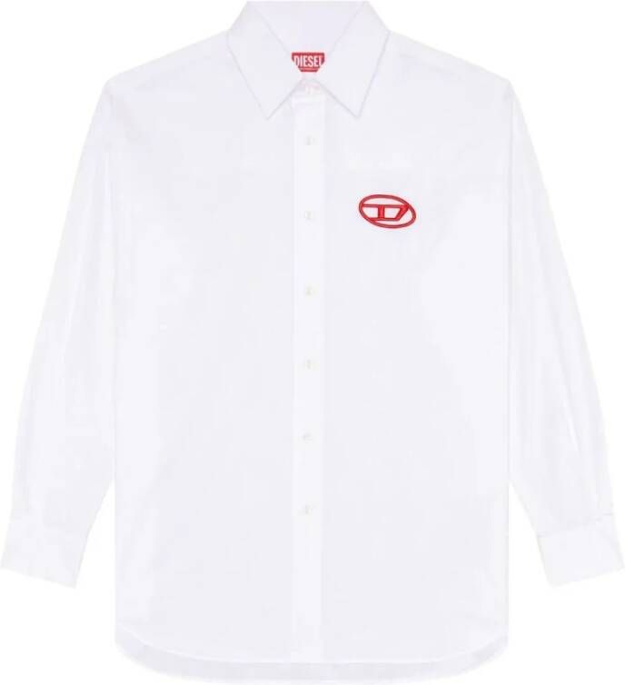 Diesel Witte Overhemd met Knoopsluiting en Geborduurd Borststuk White Heren