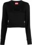 Diesel Zwarte Cropped Sweatshirt met Cut-Out Design Zwart Dames - Thumbnail 1