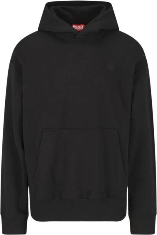 Diesel Zwarte katoenen hoodie met maxi logo Zwart Heren