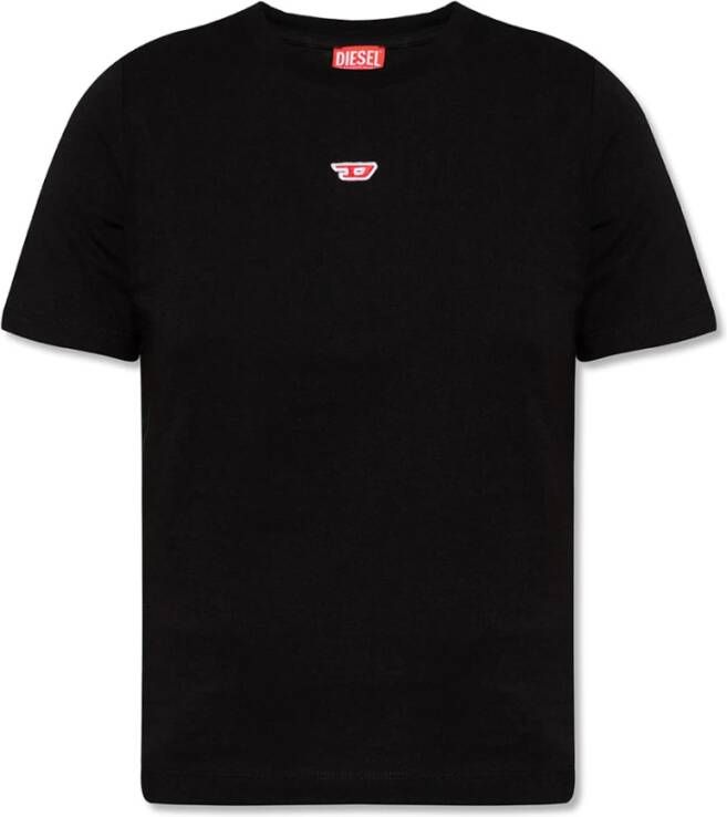 Diesel Zwarte Katoenen Crewneck T-Reg-D T-shirt Zwart Dames