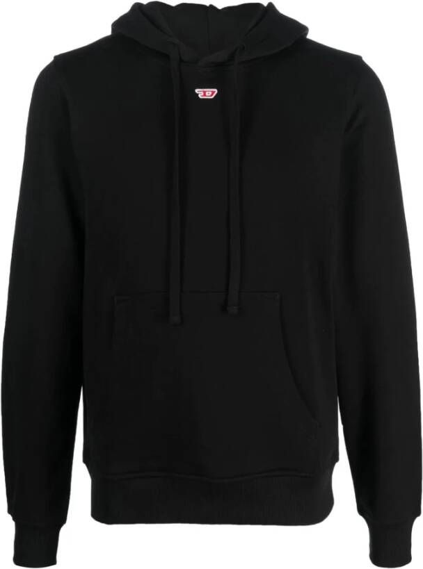 Diesel Zwarte katoenen hoodie met logo detail Zwart Heren