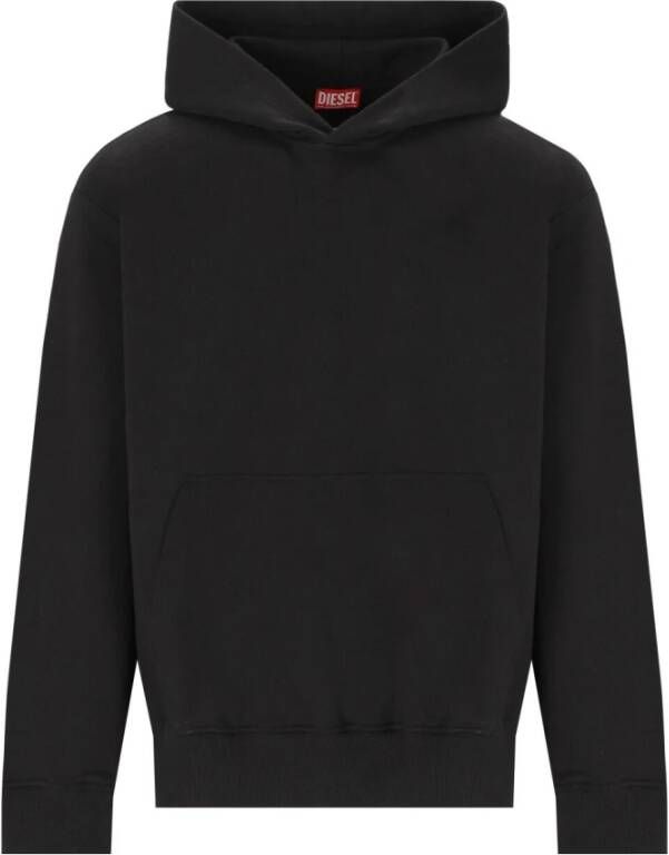 Diesel Zwarte katoenen hoodie met maxi logo Zwart Heren