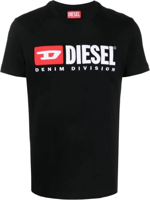 Diesel Zwarte Katoenen T-shirt met Voorprint Zwart Heren