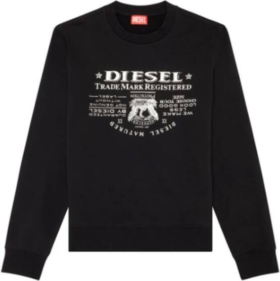 Diesel Zwart Katoenen Sweatshirt met Logo Print Zwart Heren