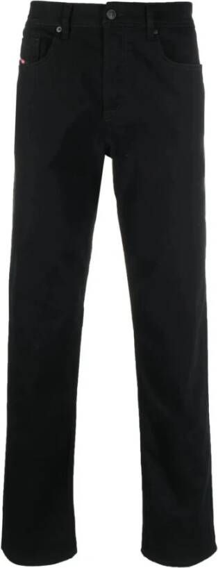 Diesel Zwarte stretch denim jeans met logo patch Zwart Heren