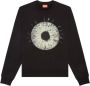 Diesel Zwarte sweatshirt met grafische oogprint en slogan Zwart Heren - Thumbnail 1