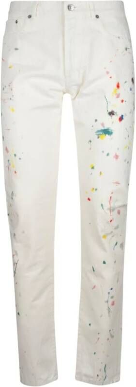 Dior Paint Splash Slim Jeans Wit Heren