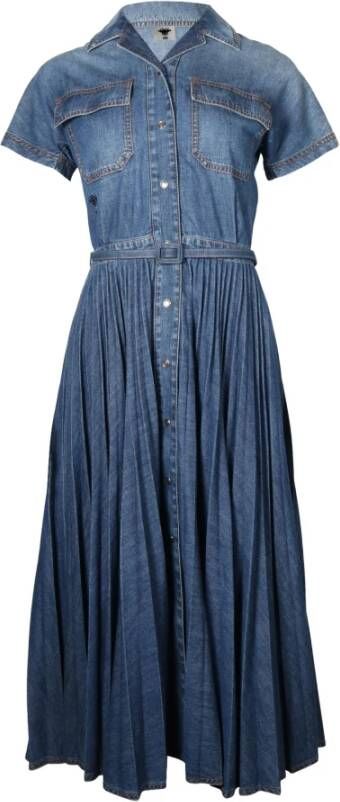Dior Vintage Dior denim geplooide jurk in blauw katoen Blauw Dames