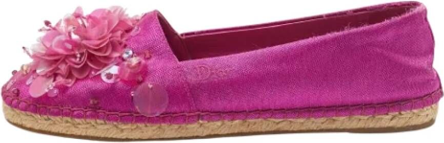 Dior Vintage Pre-owned Canvas flats Roze Dames