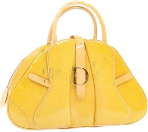Dior Vintage Pre-owned Canvas handbags Yellow Dames