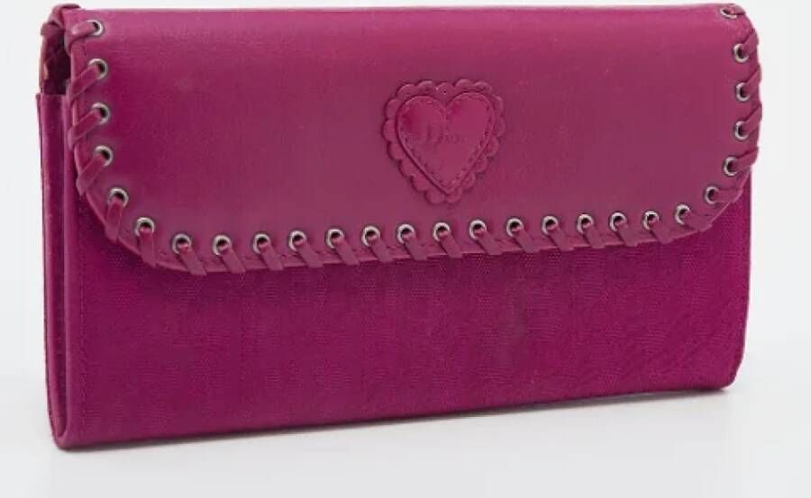 Dior Vintage Pre-owned Canvas wallets Roze Dames