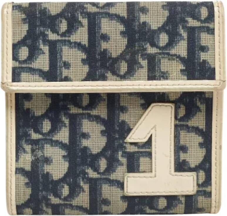 Dior Vintage Pre-owned Coated canvas wallets Blauw Dames