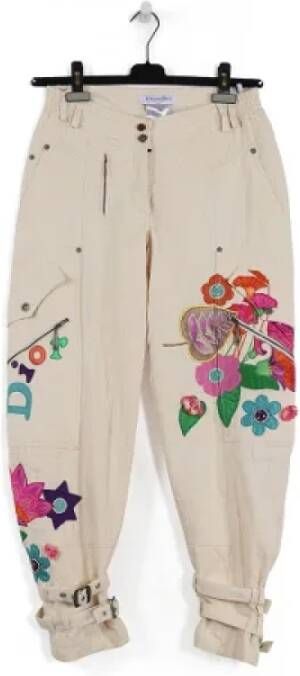 Dior Vintage Pre-owned Cotton bottoms Beige Dames