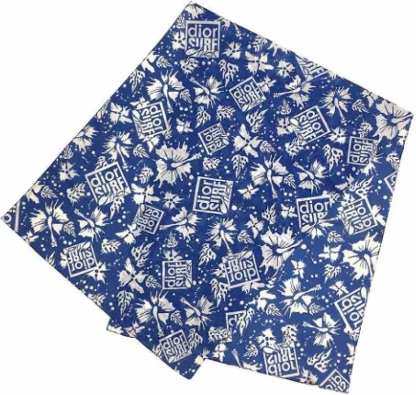 Dior Vintage Pre-owned Cotton scarves Blauw Dames