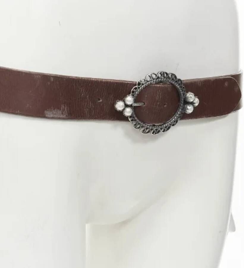 Dior Vintage Pre-owned Leather belts Bruin Dames