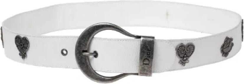 Dior Vintage Pre-owned Leather belts White Dames